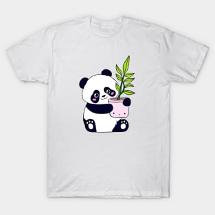 Cute panda holding a plant T-Shirt